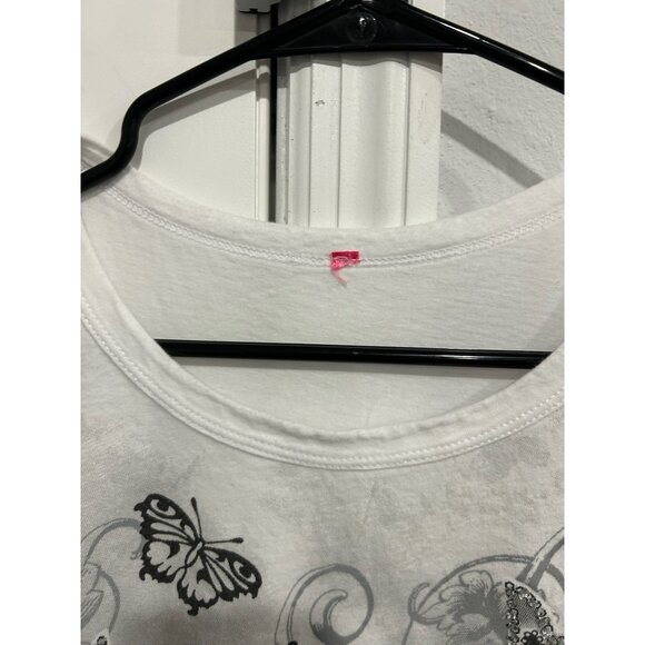 Butterfly Graphic Womens White T Shirt Cotton Short Sleeves Sz 3X - Picture 5 of 9